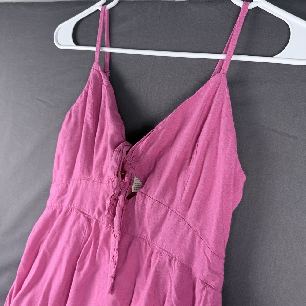 Japna Hi-Low Dress Pink Sleeveless V-Neck Ruffle Smocked Rayon S Pullover